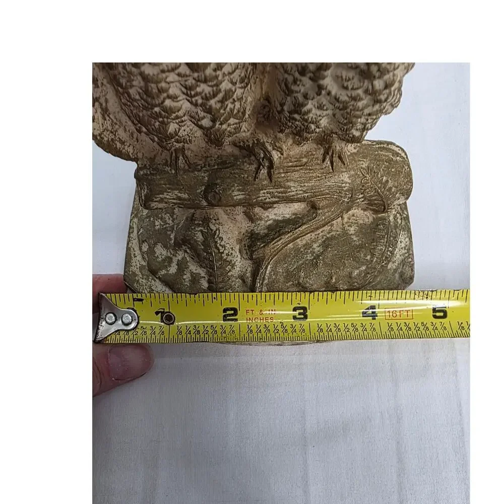 Vintage Owl Figurine Rustic Woodland Cottagecore Decor Chalkware 5.5